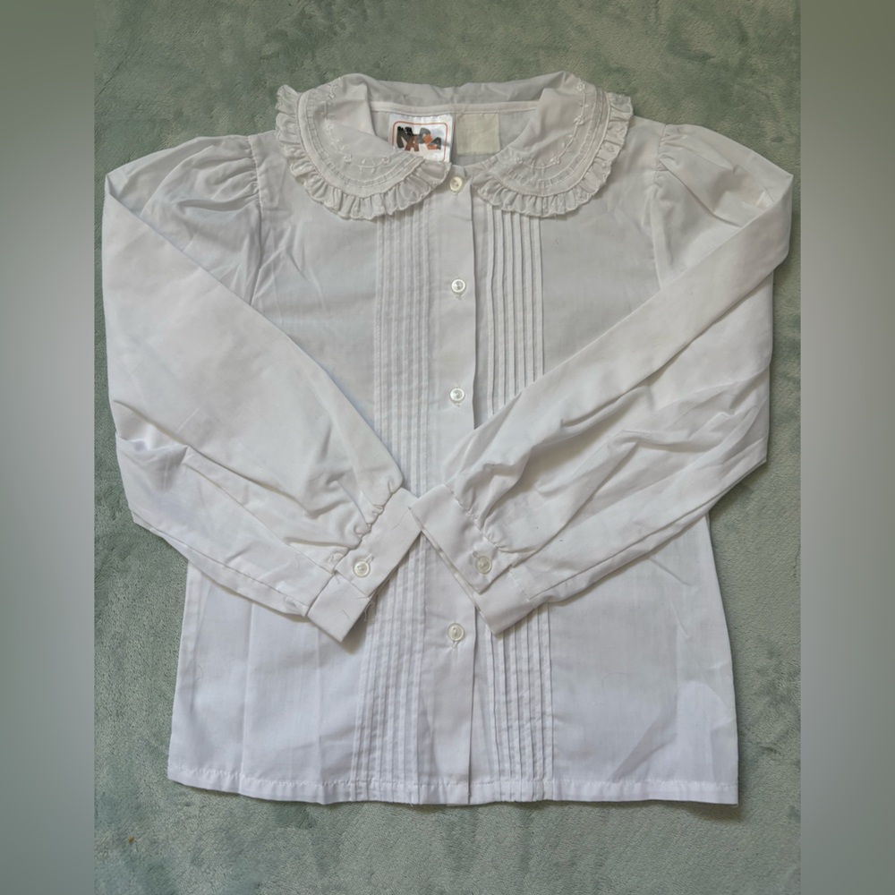 Vintage Kids White Button Down Shirt With Peter Pan Collar